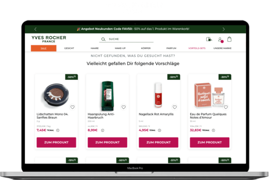 Webseite mit Yves Rocher Angeboten