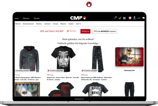 Webseite mit EMP Angeboten
