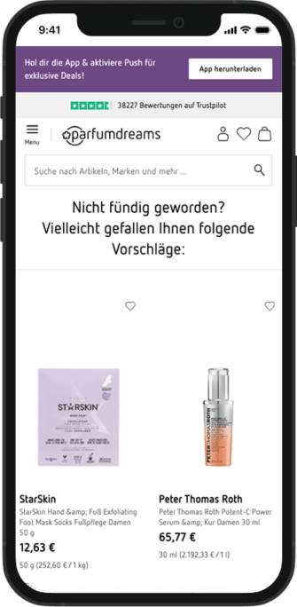 Webseite mit Parfumdreams Angeboten