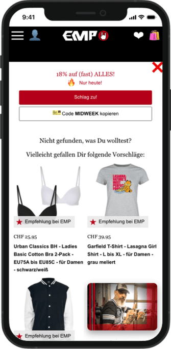 Webseite mit EMP Angeboten