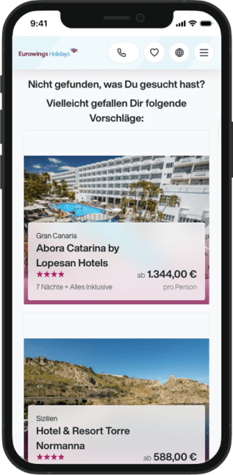 Webseite mit Eurowings Angeboten